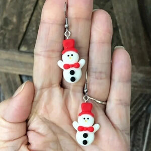 3 for $25/ Snowman Snowmen Handmade Clay Polymer Drop Earrings NWT